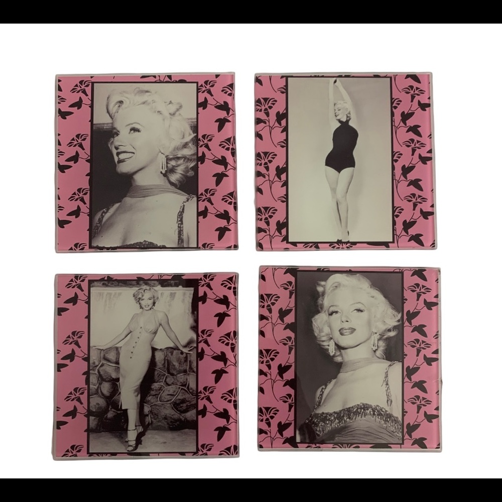 Marilyn Monroe Pink and Black Coaster Set
